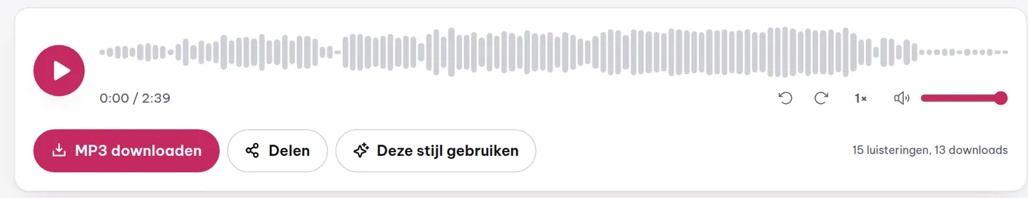 Song player with waveform, play, skip, and MP3 download buttons.