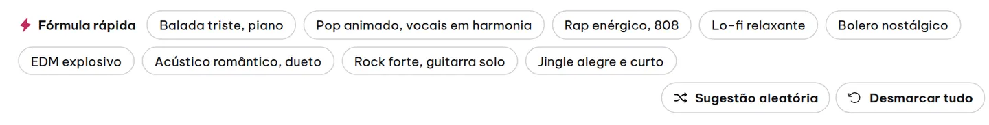 Quick formula showing preset combinations; just click once.