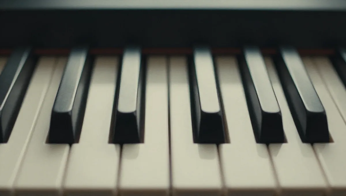 Đầu ngón tay lưỡng lự giữa phím trắng và phím đen sát cạnh trên đàn piano
